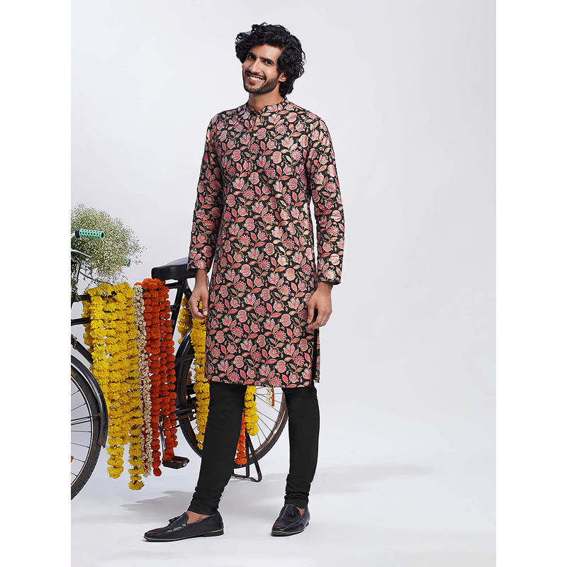 KISAH Men Black Kurta Churidar (Set of 2) (40)