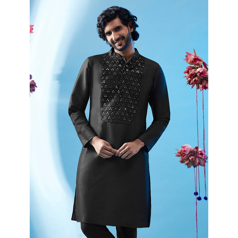 KISAH Men Black Kurta (38)