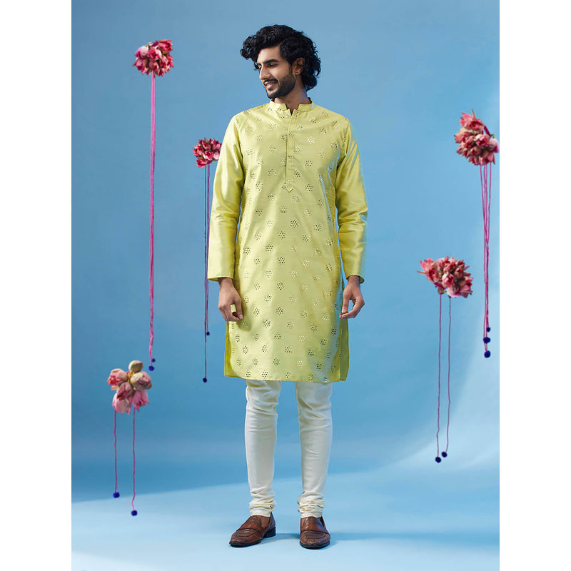 KISAH Men Green Kurta Churidar (Set of 2) (38)