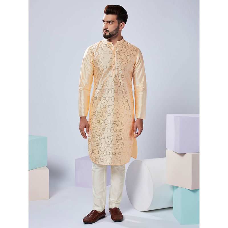 KISAH Men Nude Kurta Trousers (Set of 2) (38)