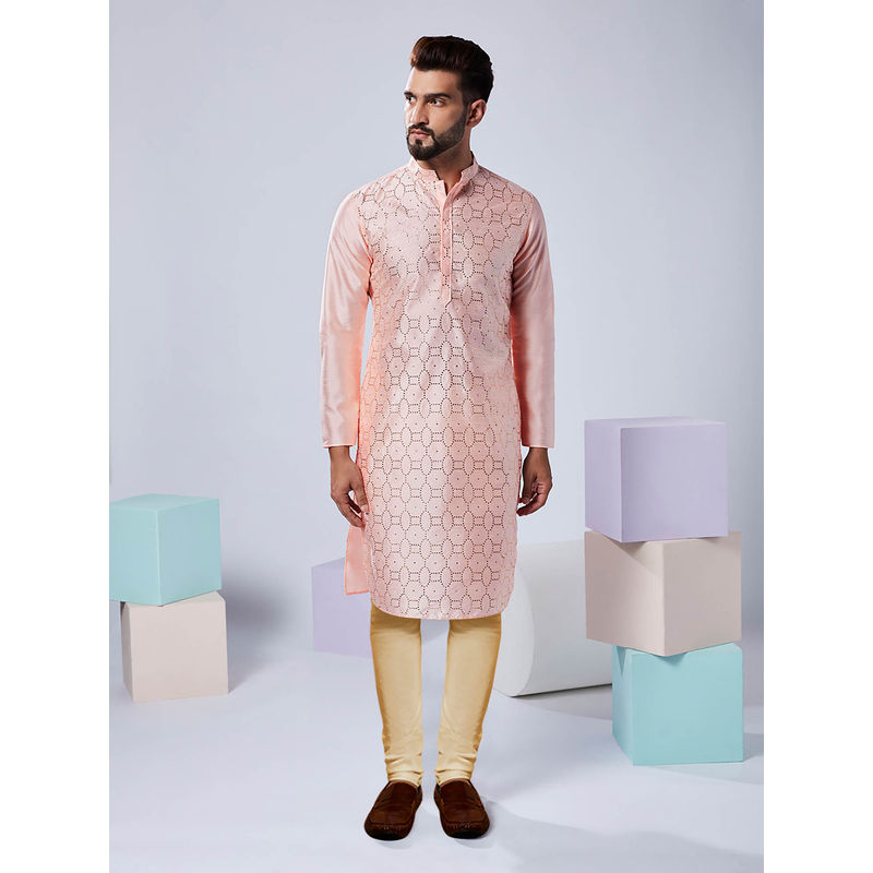 KISAH Men Pink Kurta Churidar (Set of 2) (38)