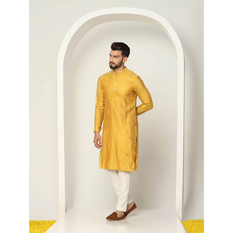 KISAH Men Mustard Kurta Trousers (Set of 2) (38)