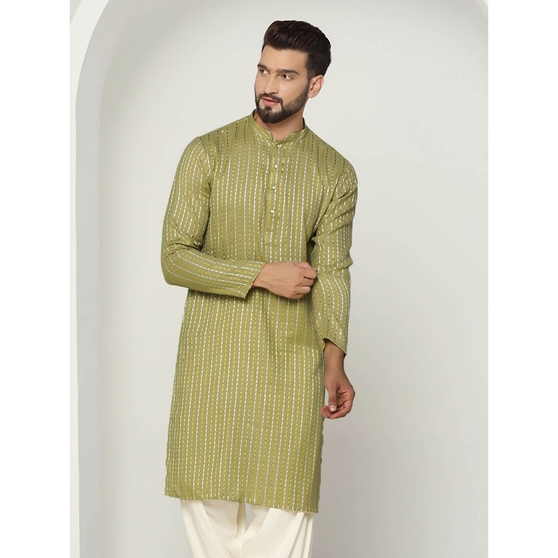 KISAH Men Olive Kurta (38)