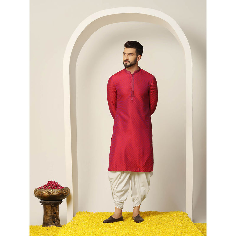 KISAH Men Red Kurta Dhoti (Set of 2) (38)
