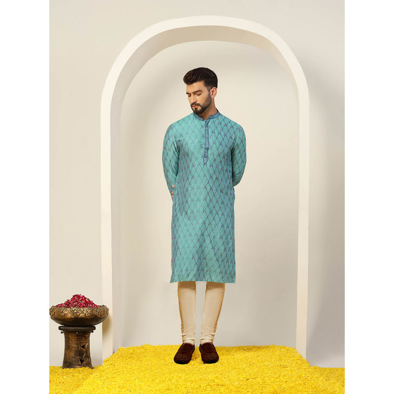 KISAH Men Blue Kurta Churidar (Set of 2) (38)