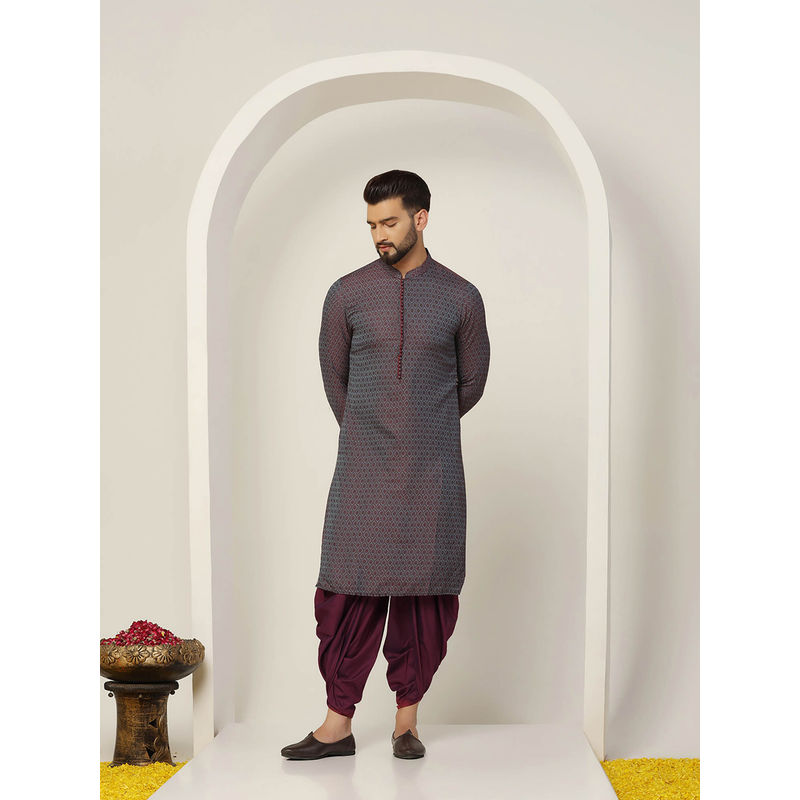 KISAH Men Blue Kurta Dhoti (Set of 2) (38)