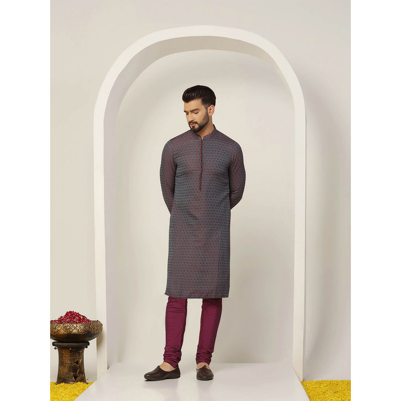 KISAH Men Blue Kurta Churidar (Set of 2) (42)