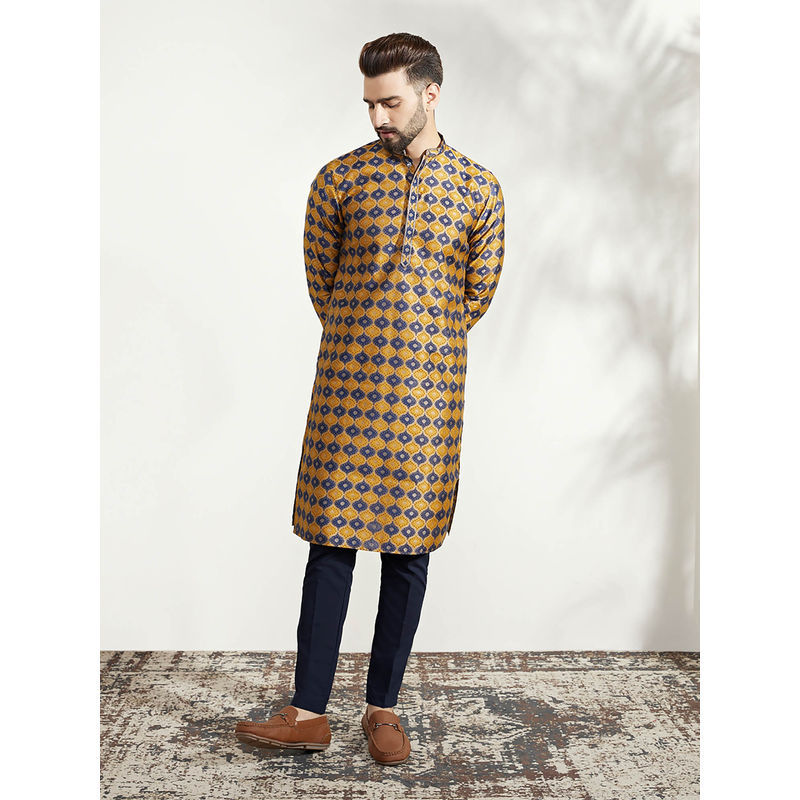 KISAH Men Mustard Kurta Trousers (Set of 2) (38)