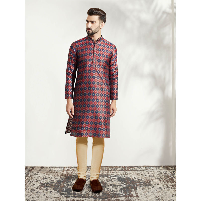 KISAH Men Red Kurta Churidar (Set of 2) (38)