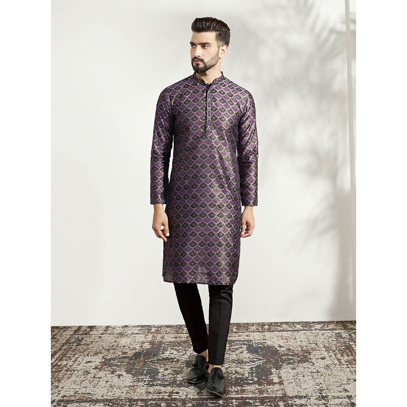 KISAH Men Purple Kurta Trousers (Set of 2) (38)