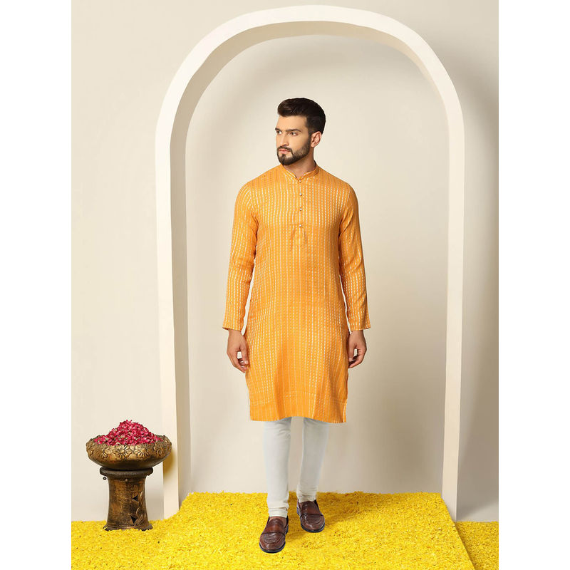 KISAH Men Yellow Kurta Churidar (Set of 2) (38)