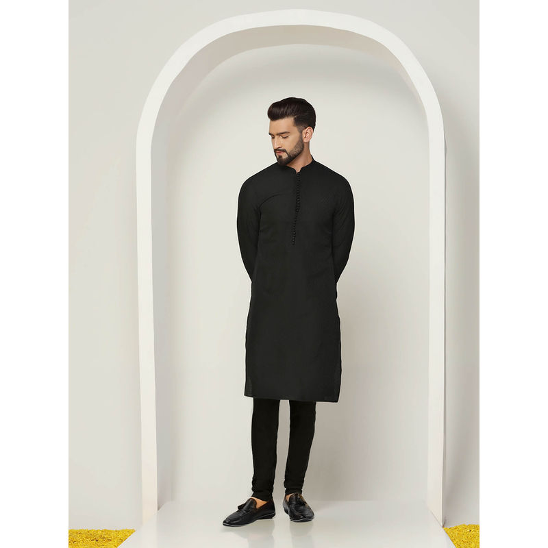 KISAH Men Black Kurta Churidar (Set of 2) (40)