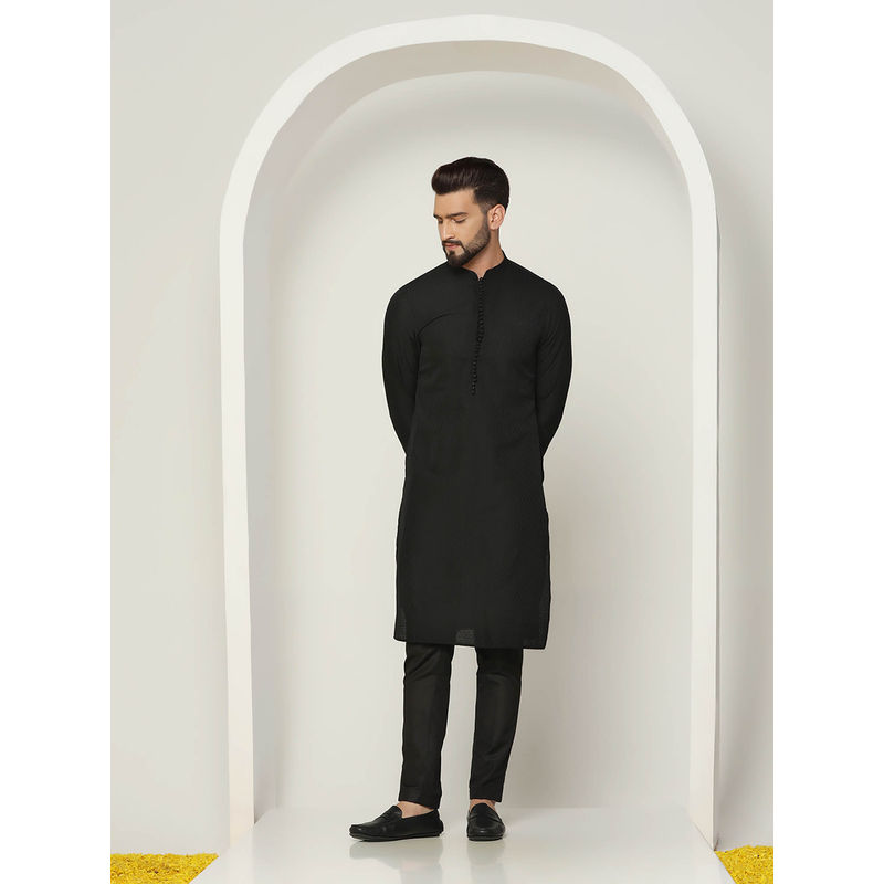 KISAH Men Black Kurta Trousers (Set of 2) (44)