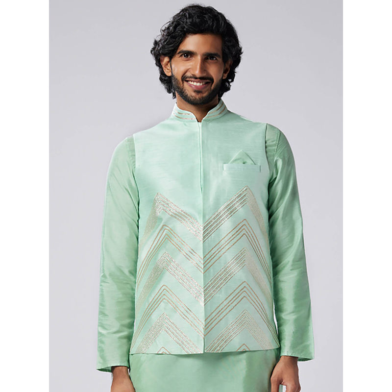 KISAH Men Green Nehru Jacket (38)