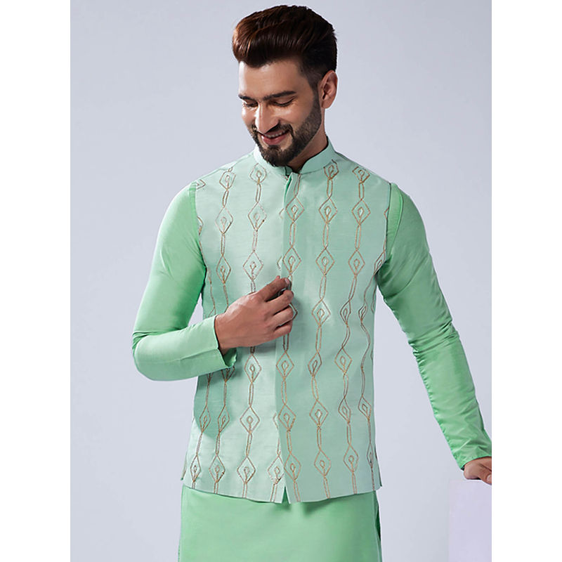 KISAH Men Green Nehru Jacket (38)