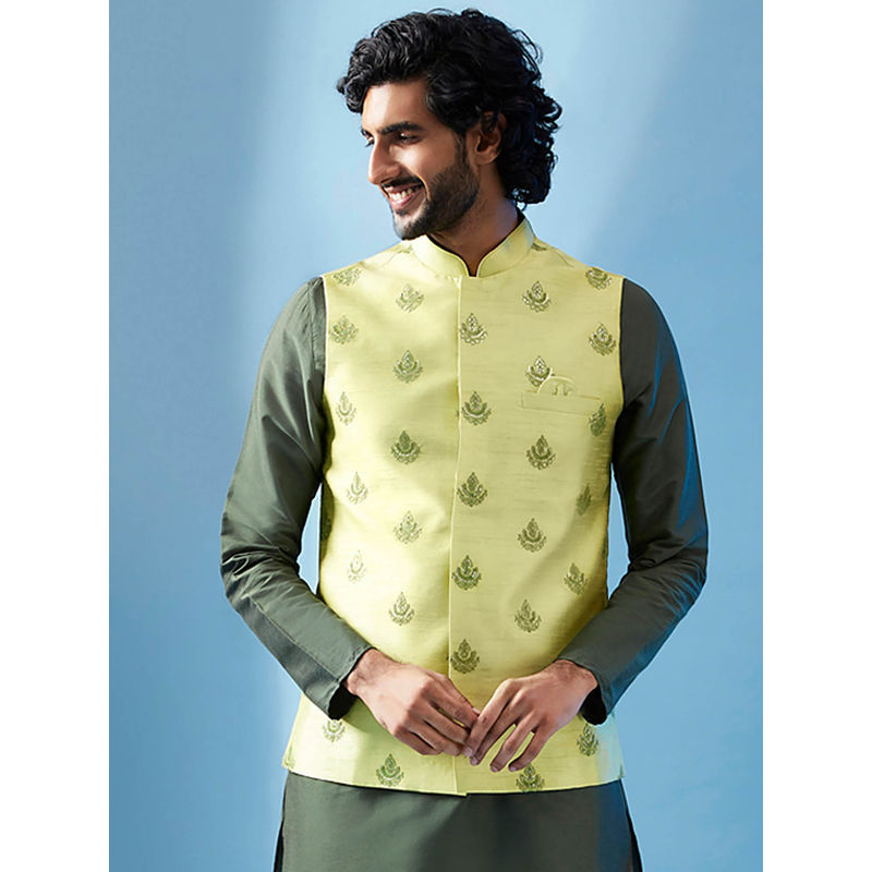 KISAH Men Green Nehru Jacket (38)