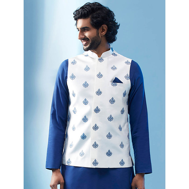 KISAH Men White Nehru Jacket (38)