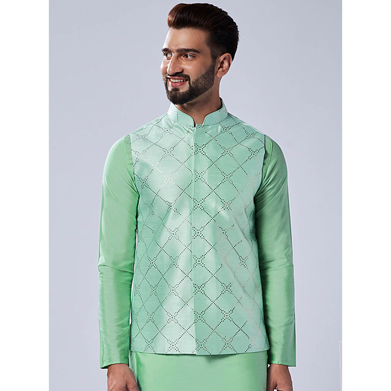 KISAH Men Green Nehru Jacket (38)