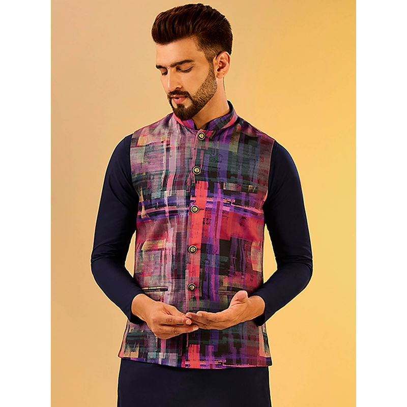 KISAH Men Multi-Color Nehru Jacket (38)