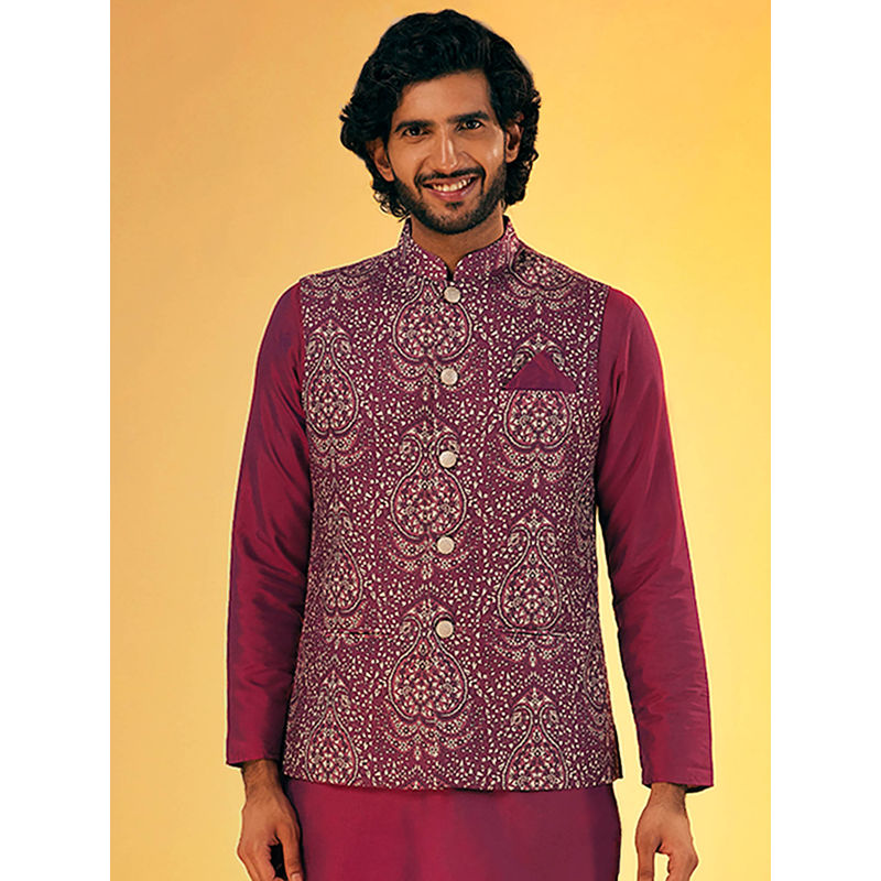 KISAH Men Purple Nehru Jacket (38)