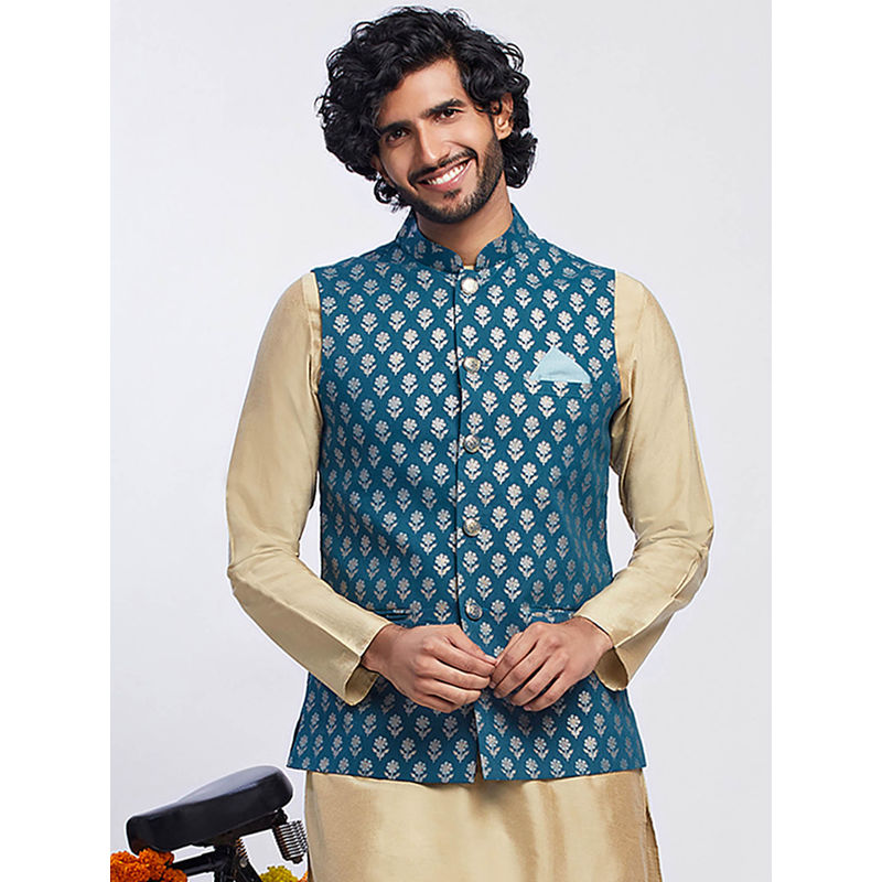 KISAH Men Blue Nehru Jacket (38)
