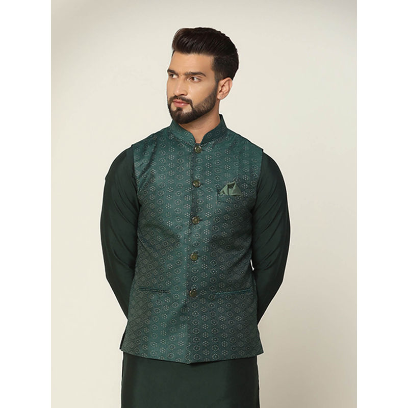KISAH Men Green Nehru Jacket (42)