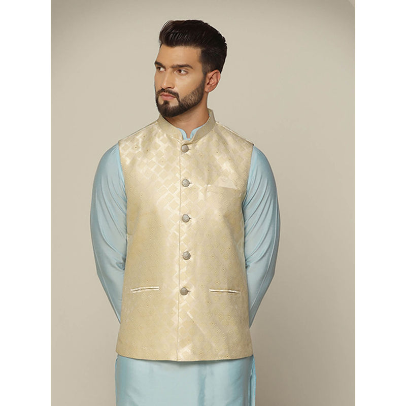 KISAH Men Cream Nehru Jacket (38)