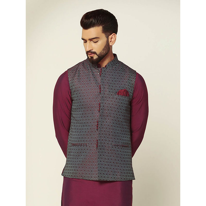 KISAH Men Blue Nehru Jacket (38)
