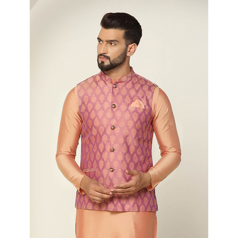 KISAH Men Pink Nehru Jacket (40)