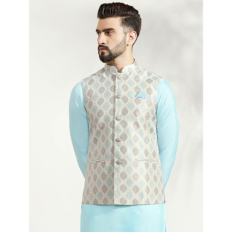 KISAH Men Off White Nehru Jacket (38)