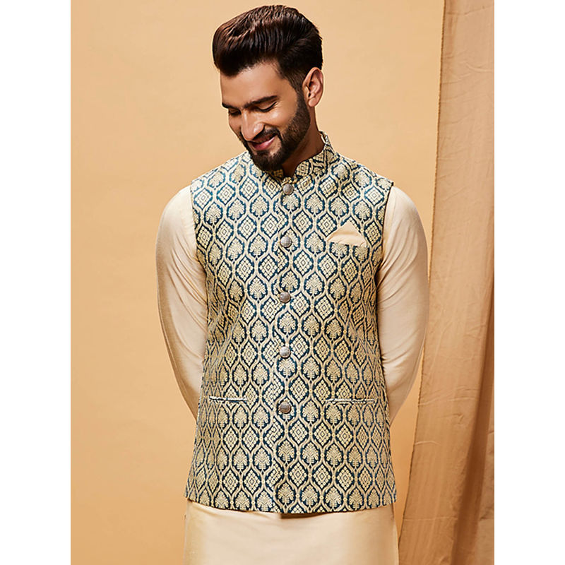KISAH Men Blue Nehru Jacket (38)
