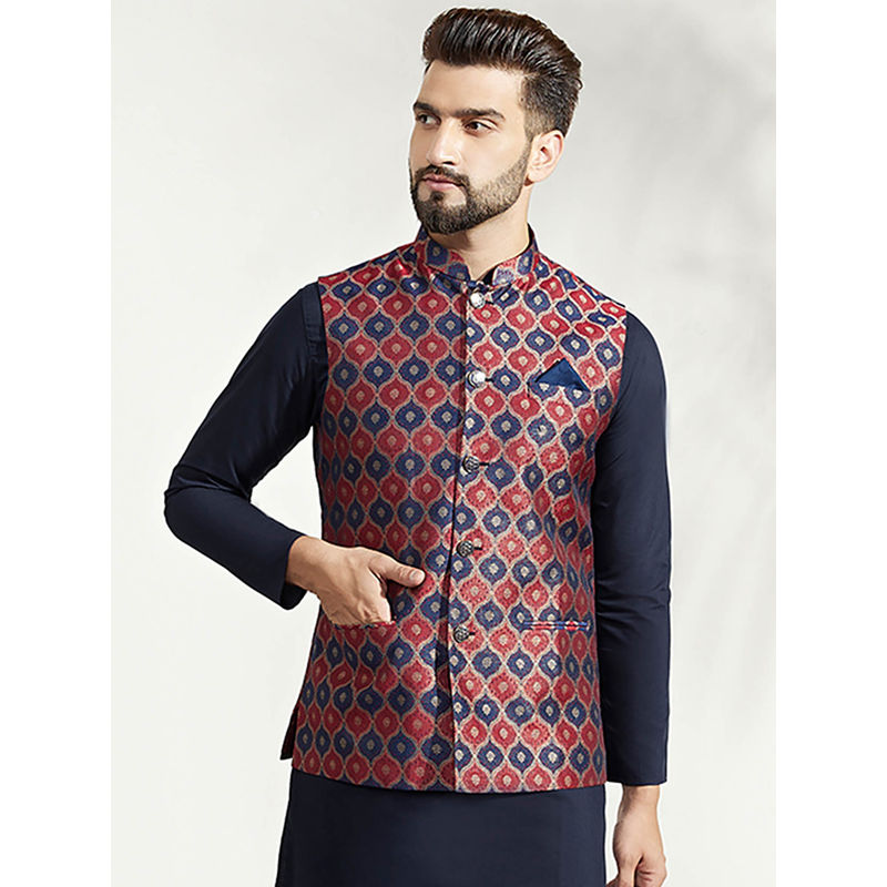 KISAH Men Red Nehru Jacket (38)