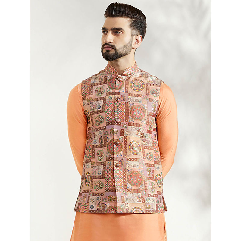 KISAH Men Coral Nehru Jacket (38)