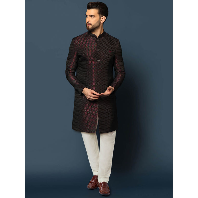 KISAH Men Purple Sherwani Churidar (Set of 2) (42)