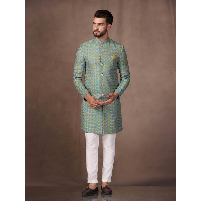 KISAH Men Blue Sherwani Trouser Set (Set of 2) (38)