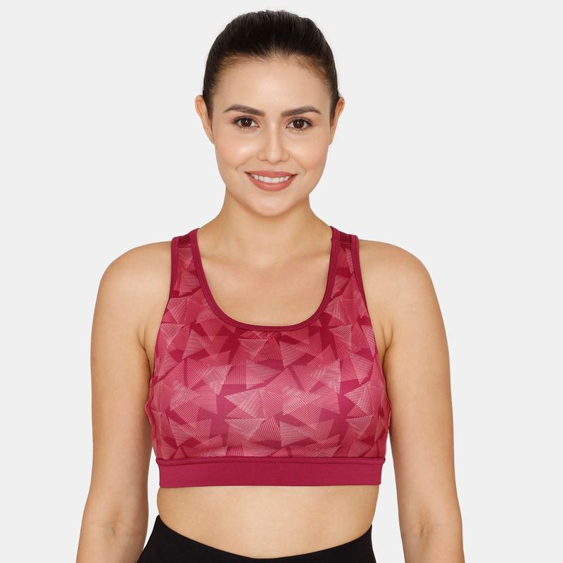Zivame Zelocity Quick Dry Sports Bra With Removable Padding Magenta