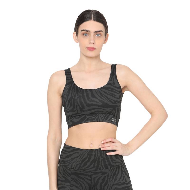 Silvertraq Aura Round Neck Sports Bra Animal - Grey (M)