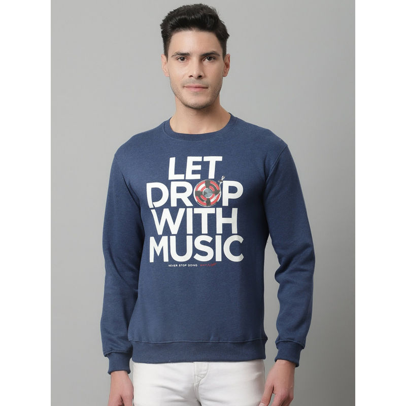 Cantabil Men Indigo Melange Sweatshirt (L)