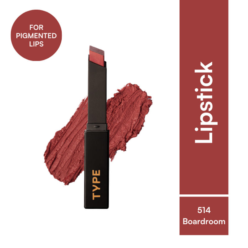 TYPE Beauty Creamy Matte Lipstick for Pigmented Lips with Vit C - 8 Hr Stay - 514 Boardroom