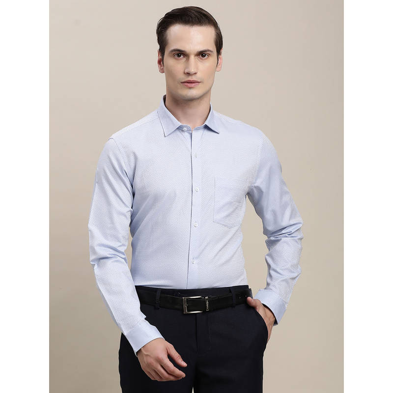 Turtle Men Giza Cotton Slim Fit Dobby Light Grey Formal Shirt (39)
