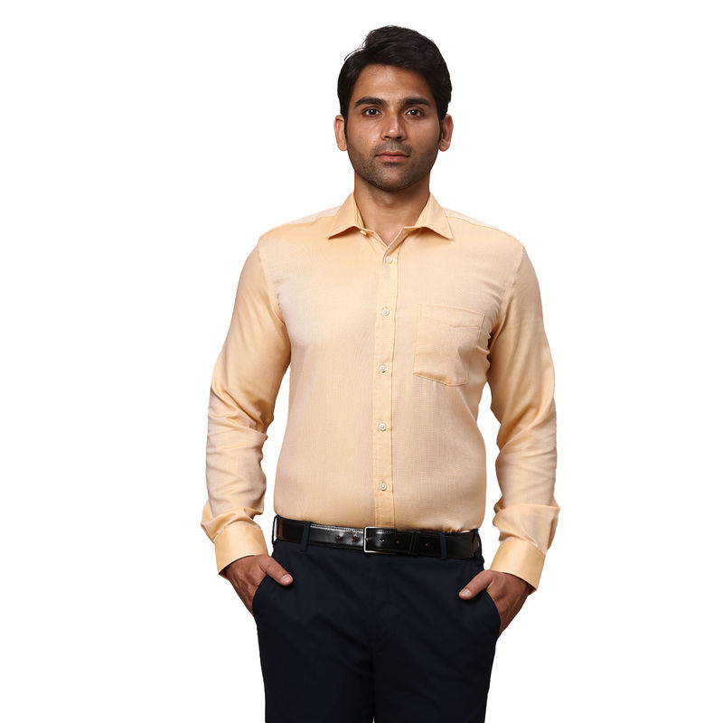 Park Avenue Regular Fit Self Design Orange Formal Shirt (39)
