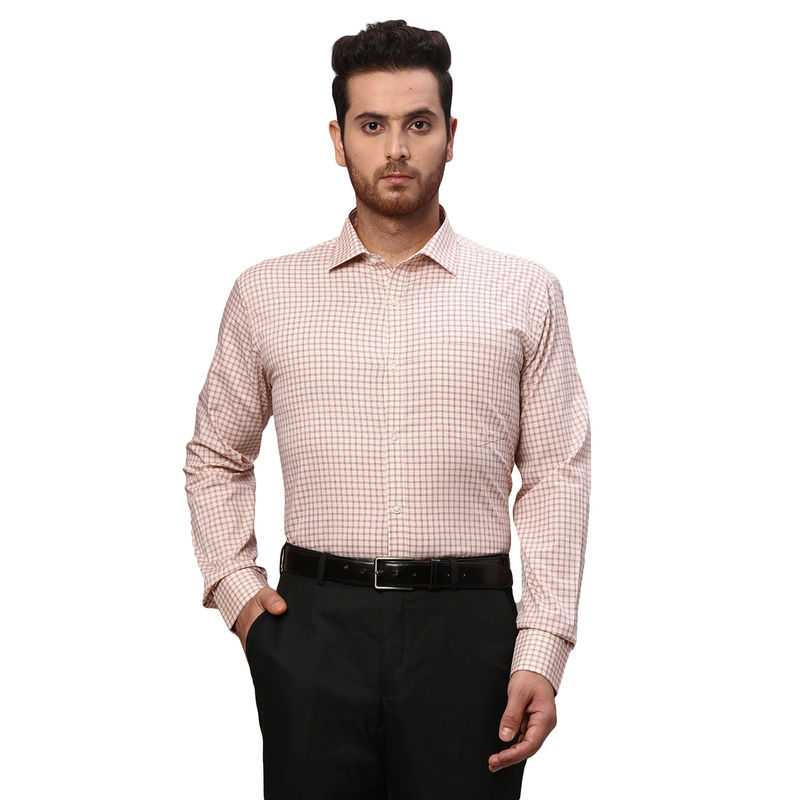 Park Avenue Slim Fit Checkered Orange Formal Shirt (39)