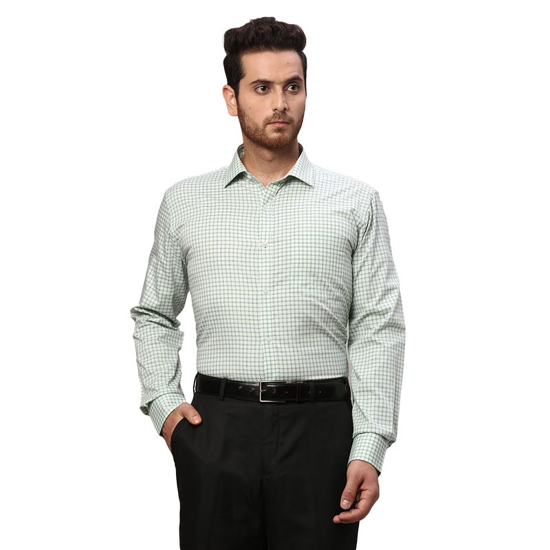 Pecock Green Formal Shirt With Black Detailing