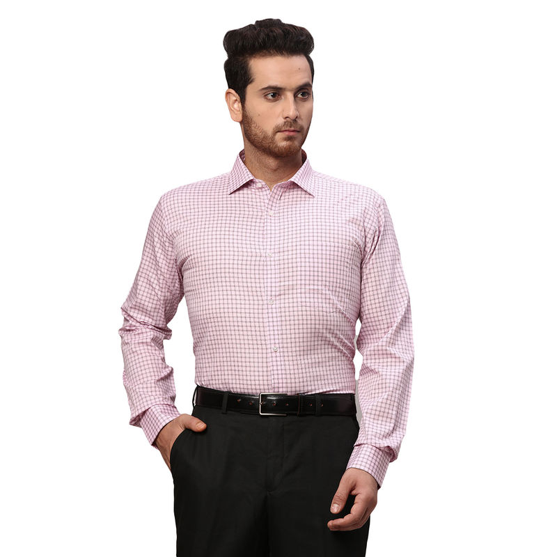 Park Avenue Slim Fit Checkered Red Formal Shirt (39)