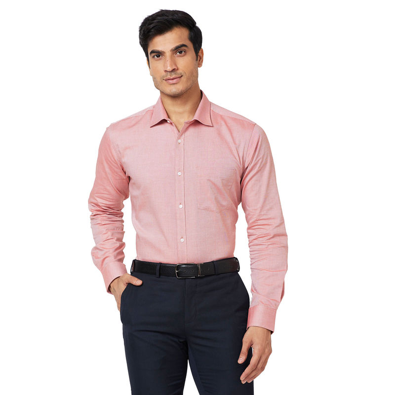 Park Avenue Slim Fit Self Design Orange Formal Shirt (40)