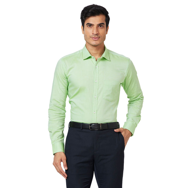 Park Avenue Slim Fit Self Design Green Formal Shirt (42)