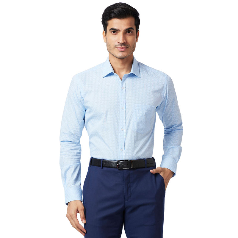 Park Avenue Slim Fit Printed Blue Formal Shirt (44)