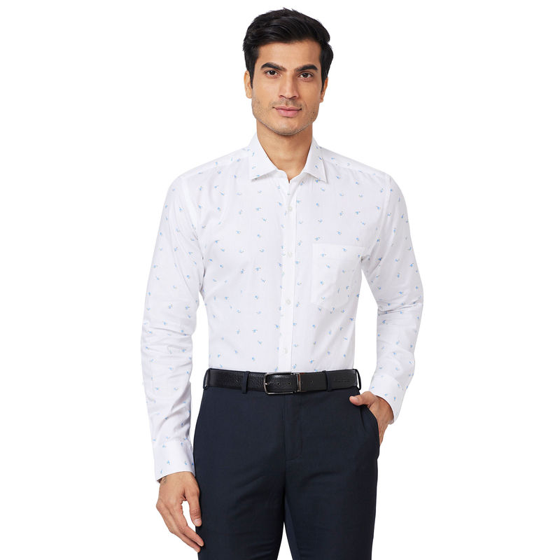 Park Avenue Slim Fit Printed White Formal Shirt (39)