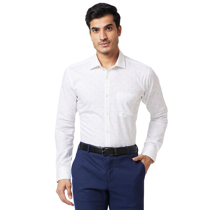 Park Avenue Slim Fit Printed White Formal Shirt (39)
