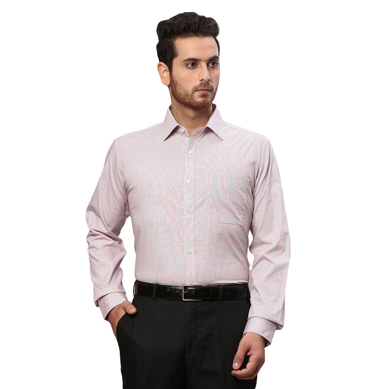 Raymond Slim Fit Printed Red Formal Shirt (44)